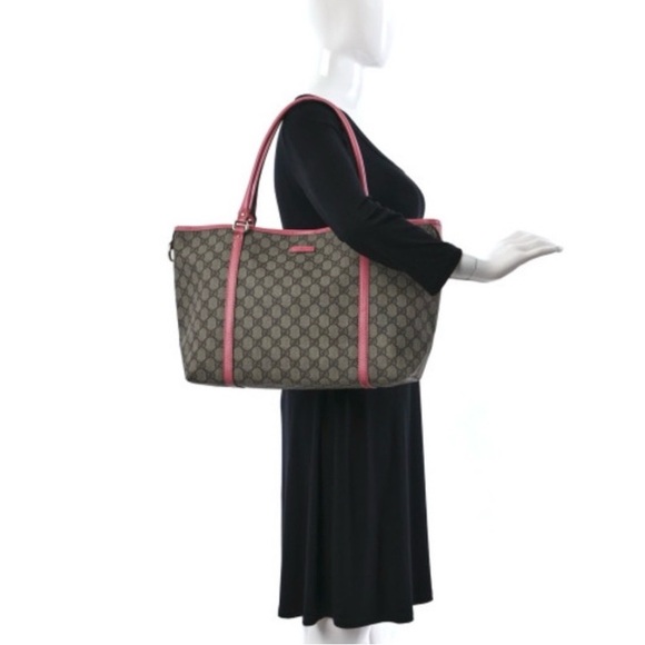 Authentic Gucci GG Supreme Joy Tote - Pink Leather Trim - Picture 8 of 10